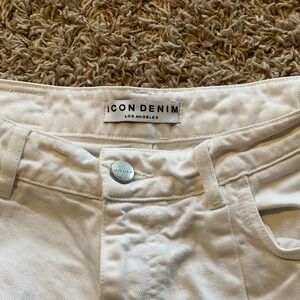 Icon Denim Los Angeles Danielle White Wide Leg Jeans High Rise 100% Cotton 26"